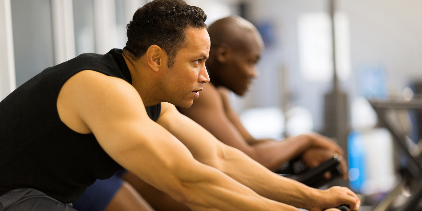 Bodybuilders doing cardio