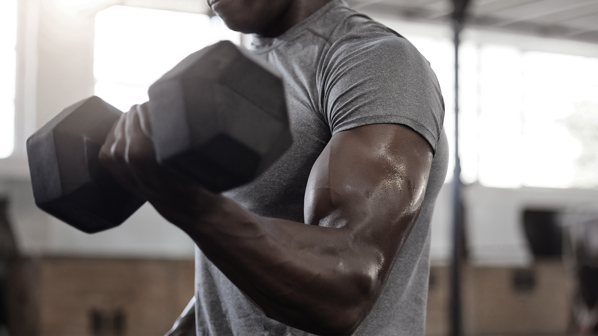 Man doing bicep curls