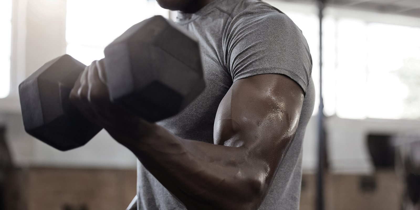 Man doing bicep curls