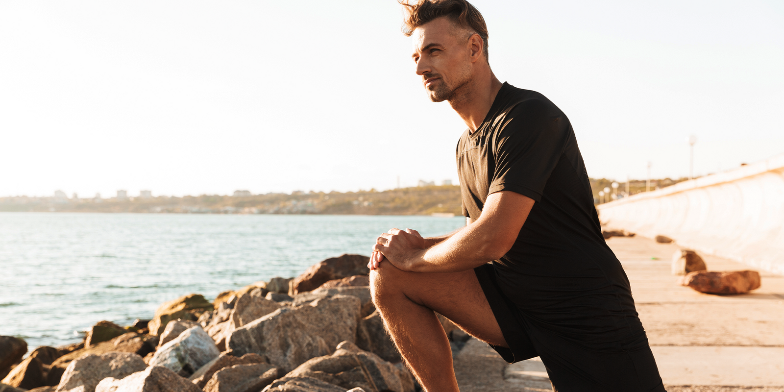 Man prepares to exercise